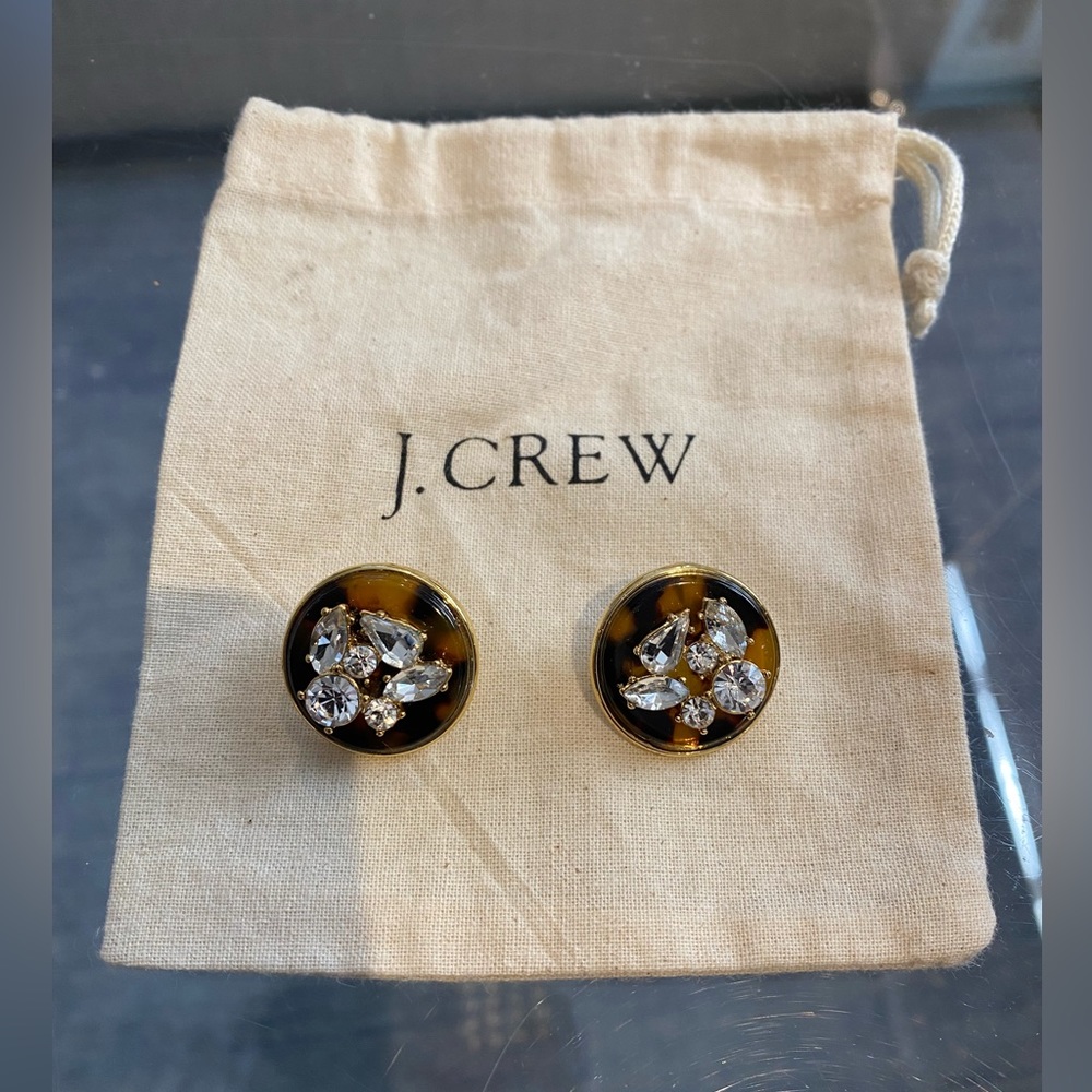 Jcrew Diamond and Tortoise Shell Studs
